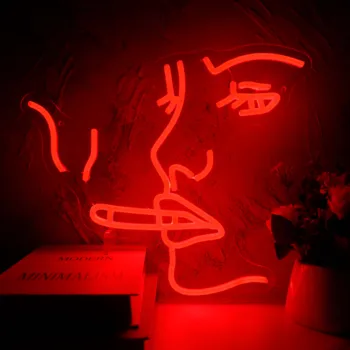 Ženska neonska reklama za pušače, akril neonski lampa za dekor zidova, estetski soba dekor za djevojčice i dječake, bar, svečana college, USB led neonski