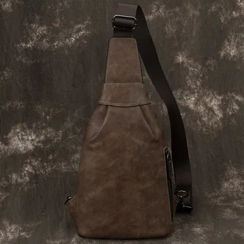 Muška нагрудная torba od prave kože u retro stilu, casual modna torba-instant messenger, muški ruksak preko ramena, kava T216