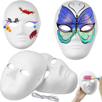Žene muškarci Halloween Bijela maska za lice za odrasle prazna maska sa ručno oslikanim 