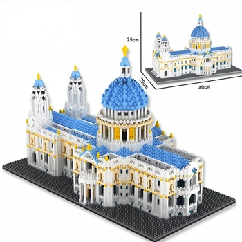 7053 kom. Model katedrale Svetog Pavla, blokovi Londonska gradska crkva Mini микроблок cigle svjetska arhitektura Diy igračke poklon