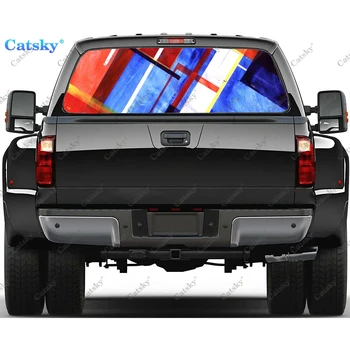 Sažetak boja oblik, naljepnice na stražnje staklo za kamion, naljepnica na prozor kamioneta, grafička perforirana vinil naljepnica na kamion