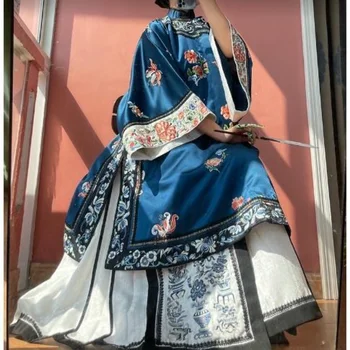 Originalni Antički Odjeća Dinastije Qing, Tradicionalna Kineska Ženska Odjeća, Starinski Чонсам Dugih Rukava i rol-bar s po cijeloj površini