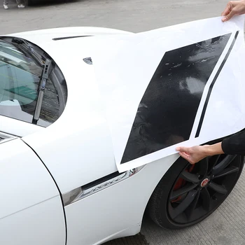 Za Jaguar F-TYPE 2013-2022 Crna PVC/karbonskih vlakana automobilski poklopac, poklopac motora, oznaka s obje strane, auto oprema