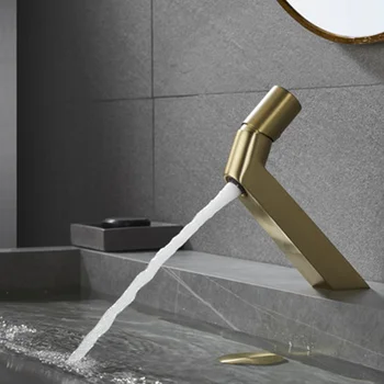 Kreativni dizajn Mat Zlatna slavina za hladnu i toplu vodu, pribor za kupaonice, miješalica za sudoper s jednim otvorom, metalna slavina, pribor za kupaonice