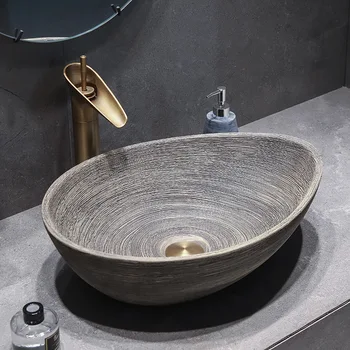 Stolni umivaonik dokaz prskanje vodom umivaonik s jednim umivaonikom Keramički umjetnost Klasicni umivaonik za kućne kupaonice umivaonik