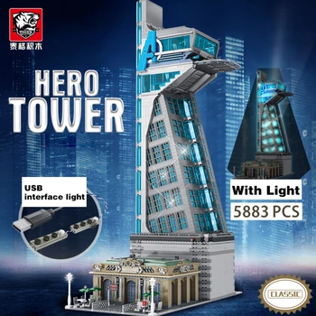 Sa skupa svjetlosti 5883 KOM Napad Tony Stark Iron tower bitka građevinski blokovi i cigle igračka za rođendan božićni poklon 55120