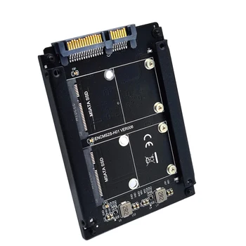 Dvostruki adapter mSATA-SATA mSATA na 2,5 SATA 3,0 6 Gb/s Pretvarač Priključak za karticu sa led indikatorom mSATA SSD-2,5 