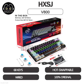 HXSJ V800 Mehanička Igraća Tipkovnica 68 Tipke Žična Tipkovnica S hot-Swap RGB Svjetla Igraća Tipkovnica ABS Keycap Za Poklone Win/Mac/Linux