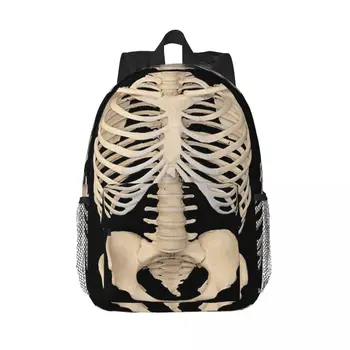 Halloween je Gotička anatomija Kosti grudnog koša Ljudski kostur Naprtnjače za dječake i djevojčice, torba za knjige, školske torbe, putni ruksak, torba preko ramena