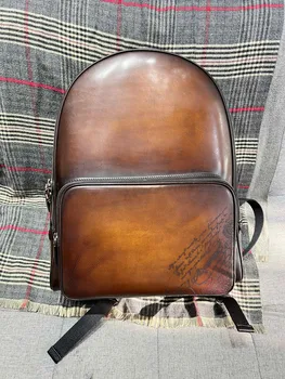 Dizajn luksuzna torba, muški ruksak od prave kože ručne izrade u retro stilu
