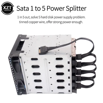 60 cm SATA 15Pin M do 5 SATA 15Pin F Hard Disk Napajanje Razdjelnik Kabel Produžni za PC DIY Sever 15-pin Adapter za Napajanje