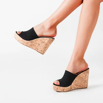 Ženske Sandale na platformu Maogu 2023, Ženske cipele veličine Na Visoke potpetice, Sandale na танкетке s Ribljim ustima, Ljeto Japanke-Japanke, Ženski