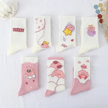 7 kom./compl. Kawai Kirby Pliš Crtani Slatka Pliš Čarape Ins Pink Kirby Duge Čarape-Cijevi Anime Pliš Igračke za Djevojčice Poklon Za Rođendan