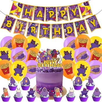 Гримаса, potres, žuti šešir, ukras za zurke u povodu dana rođenja, banner s balonom, pozadina, topper za torte, pribor za stranke, dječji tuš