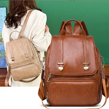 Novi trendi ženski ruksak od meke umjetne kože, torbe na rame velikog kapaciteta, školska torba za prijenosno računalo, svakodnevne ženske torbe za putovanja