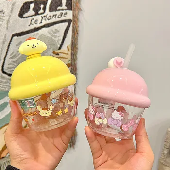 Kawaii Sanrio, dječje plastična boca za vodu od slame, мультяшное anime, lutka Cinnamoroll My Melody, sladoled, mini-čaša za vodu, uličnu djevojka