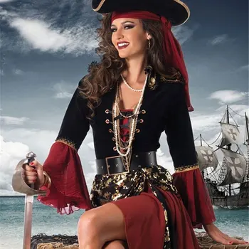 Ženski kostim kapetana pirati s Kariba Атауллы, odijelo za role-playing igara na Halloween kostim za косплея, srednjovjekovni готическое elegantne ženske haljine DW004