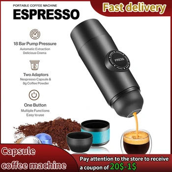 Prijenosni aparat za kavu u kapsulama za pripremu espresso kave 2в1, potpuno automatski aparat za vozila i kuće, aparat za kavu u kapsulama za espresso kavu