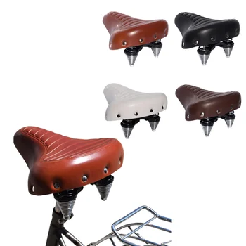 Udobno sjedalo za cestovni bicikl Blagu široko bicikl sedlo sa zadebljanjem, vintage, bijela, crna kožna maska s elastičnim detaljima za biciklizma