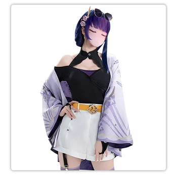 Genshin Impact Raiden Shogun Cosplay Odijelo Kimono Casual Kit COS Haljina Карнавальное Ideju Večernje Igre Kostim za Žene