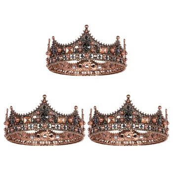 3X Kraljevske krune za muškarce - Vintage crown od gorskog kristala u baroknom stilu, men ' s crown je u punom rastu za kazališne diplomski