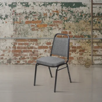 Mogućnost stolica serije HERCULES s trapez naslona i sjedala debljine 2,5 cm od sive tkanine - Restoran Silver Vein Frame 