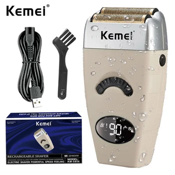 Kemei-5856 Punjiva električni aparat za brijanje za kosu, bradu, električni aparat za brijanje za muškarce, mašina za brijanje na ćelavu glavu, folije, titan kabel / wireless