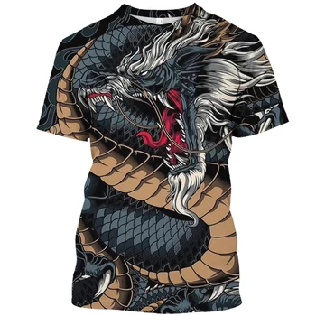 Muška majica s 3D ispis u obliku životinja-zmaj, ljetni svakodnevne sportske majice kratkih rukava, okrugli izrez, muške košulje оверсайз, odjeća