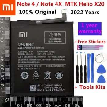 2022 Godina 100% Original Za Xiao Mi BN41 Za Xiaomi Redmi Note 4/X4 4000 mah Original Bateriju Mobilnog telefona + Besplatni Alati