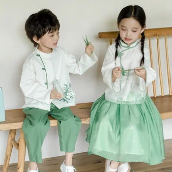 2023 Slatka ovratnik postolje, gumbi ručnog rada, odijelo Tan za dječake i djevojčice, superior tradicionalne nošnje, kineska novogodišnja odjeća za djecu