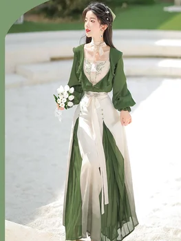 Unaprijedite haljina Hanfu, ženski kostim vile za косплея na Halloween, винтажное tradicionalni moderna haljina Hanfu 2023, ljeto zeleno-bijelu haljinu