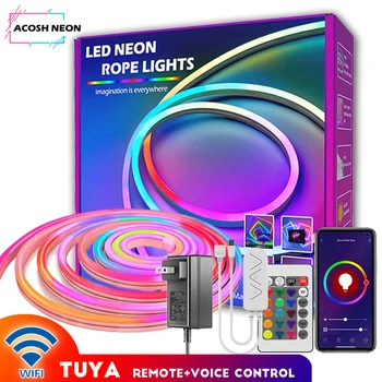 TUYA RGB Neon Led Trake 12-24 U, 10 M/32,8 Ft, Neonske Fleksibilna Traka, Uže, RGB Neonske Lampe Za Kućnu Spavaće sobe, vodootporan rasvjeta