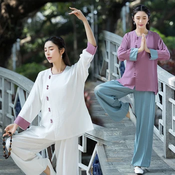 Ženska Uniforma Taiji Tradicionalni Kineski Stil Orijentalne Nošnje Za nastupe na Wushu Lana Хлопчатобумажный Odijelo Kung Fu Wing Chun