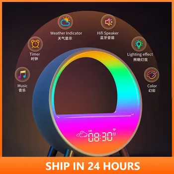 2023 RGB led noćno svjetlo WIFI Bluetooth zvučnik za Alarm vremenska stanica 15 W bežični punjač Alex App Control Xiaomi