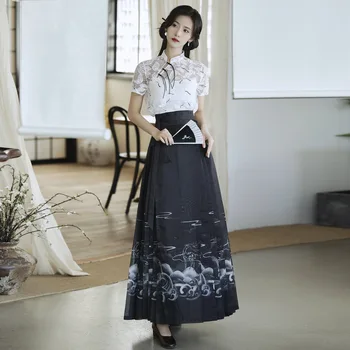 2023 Ljetna Nova Retro-Kineski Moderan Poboljšana Suknja Ming Made s Velikim Ljuljačkama, Плиссированная Suknja s Лошадиным Lice za Žene