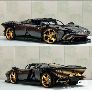 2023 MOC 42143 Crno-Zlatni Model Ferrari Daytona SP3, Pogodan Vrhunski Superautomobil, Blok, Dječje Igračku kao Poklon Za Rođendan