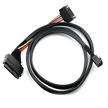 Ugrađeni kabel 12G Mini SAS HD za spajanje na U. 2 / SFF-8643-SFF-8639 dužine 0,5 M s 15-pinskim napajanjem SATA, pogodna za ssd U. 2