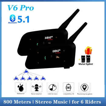 V6 PRO Vodootporan motocikl Bluetooth kaciga Slušalica interkom 800 m BT interfon uređaj za 6 trkača Music player višenamjenski