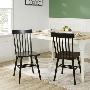 Blagovaona stolice Better Homes & Gardens Gerald Classic od crnog drva, set od 2 stolice za ulice, vrtni stolac