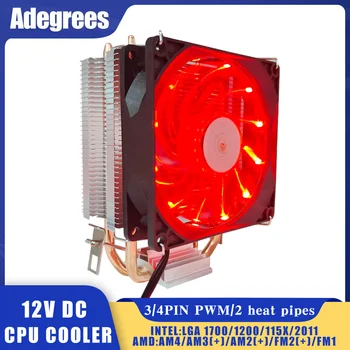 2 Toplinska cijev CPU Cooler Tower 3PIN/4PIN PWM 90 MM led Ventilator sa Crvenim Svjetlom za LGA 1366 1150 1155 1200 1700x79x99 2011 AM3 AM4