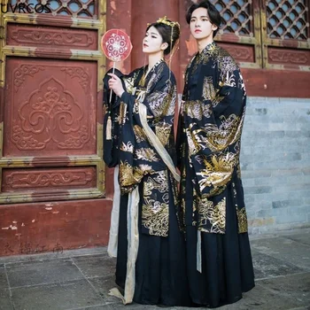 Drevna kineska tradicionalna haljina, crne setove Hanfu, parna soba, odjeća za par odijelo za косплея na Halloween, orijentalni ples, muškarci, žene