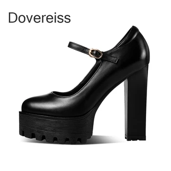 Dovereiss 2023, modna ženska obuća, ljetne bijele cipele-brod od prave kože na platformi s kopčom, vodootporan, ukusan, office, ženske, velike dimenzije 40, novo