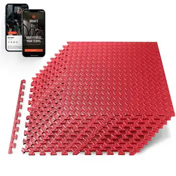 Debeli tepih za vježbe-zagonetka, 10 kom. međusobno povezanih pločica od EVA pjene, krupan đonovi tekstura, lako ide, crvena