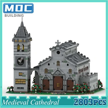 Pogled na grad, srednjovjekovni katedrala, modularni religijska arhitektura, skup sastavnih blokova, keramička model kuće, igračke, pokloni za djecu 