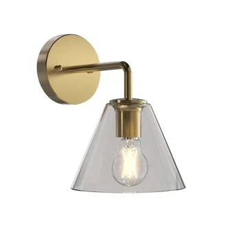Zidna lampa od prozirnog stakla od poliranog mesinga, 1 žarulja A19 u paketu, ulica RGB-lampe za 