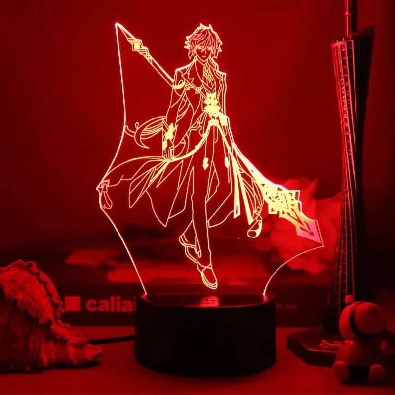Genshin Impact 3D led noćno svjetlo Lnazuma Keqing Model igračke Ганью figurice Dekor za spavaću sobu lampe za rođendan Pokloni