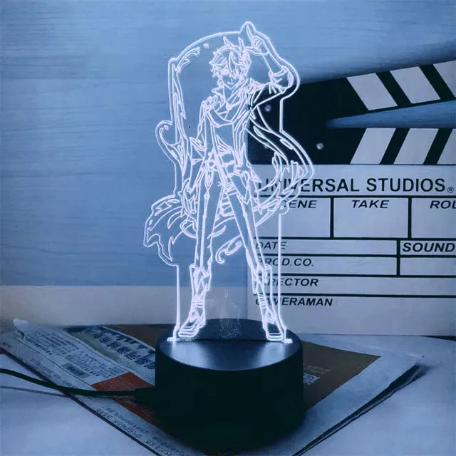 Genshin Impact 3D led noćno svjetlo Lnazuma Keqing Model igračke Ганью figurice Dekor za spavaću sobu lampe za rođendan Pokloni