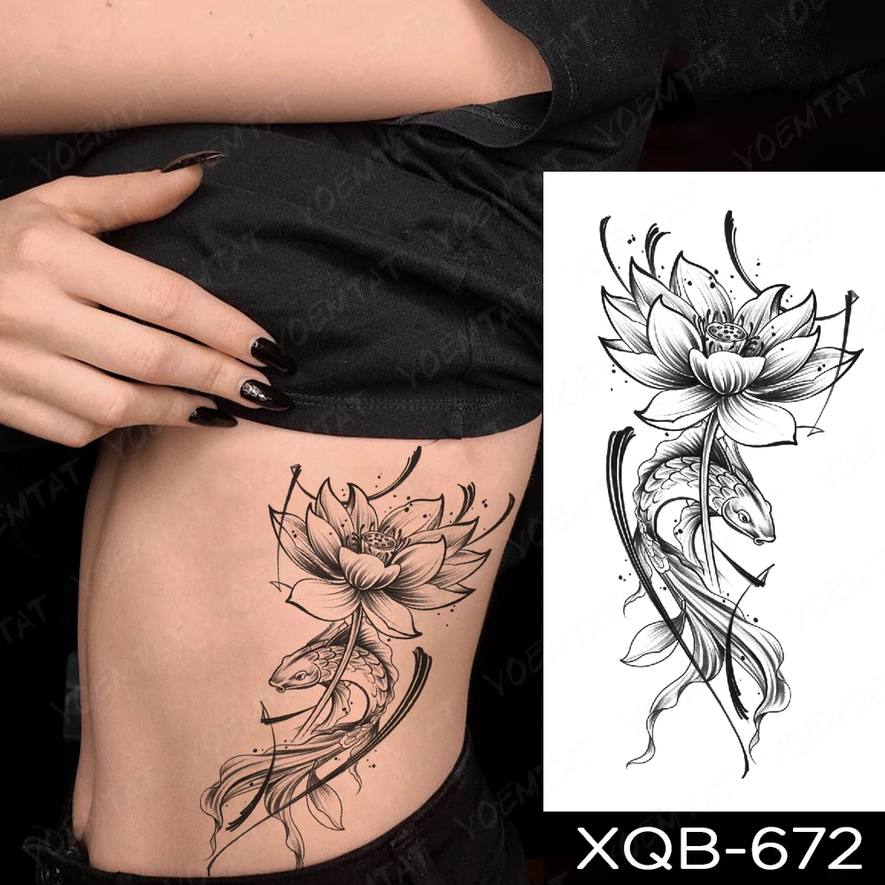 Vodootporne privremena tetovaža Naljepnica crna jednostavna linija Jelen je Životinja cvijet skica body art ruka lažne tetovaže za djecu muškarci žene