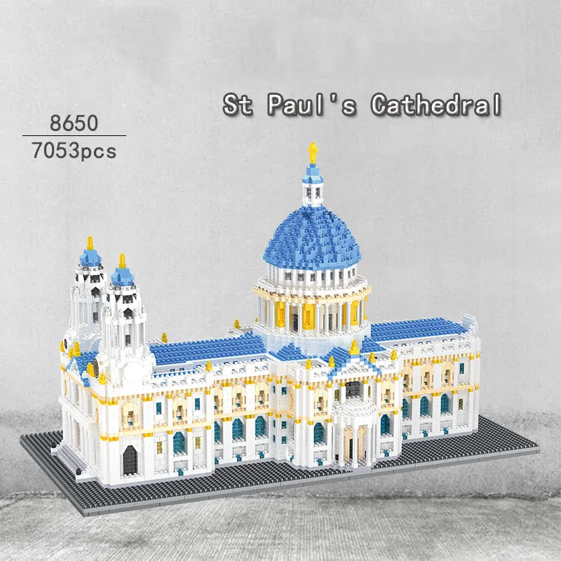7053 kom. Model katedrale Svetog Pavla, blokovi Londonska gradska crkva Mini микроблок cigle svjetska arhitektura Diy igračke poklon