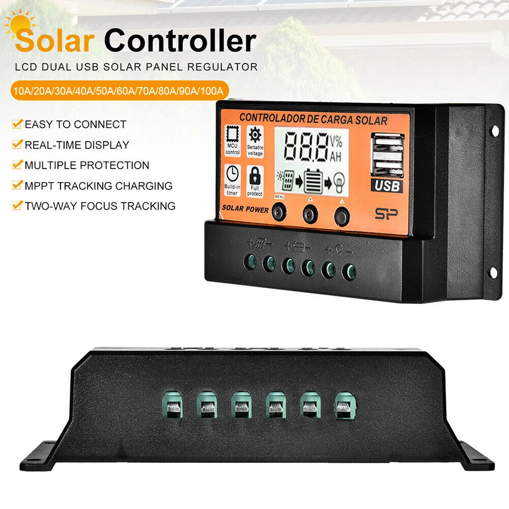 100A MPPT/PWM Kontrolera punjenja Solarnih Panela Kontroler S Dvostrukom USB Priključak 12 v/24 v Automatsko Пареметр Podesivi Pametna Kuća